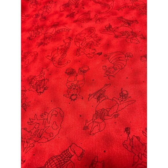 Lil Monsters Red Fabric by Barbara Tourtillotte for Clothworks 28"x44" Cartoon D - Picture 2 of 7